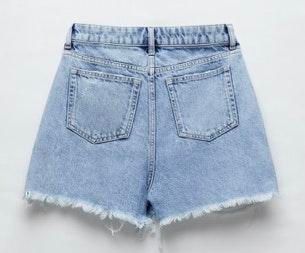 Zara Rhuigi Jean Shorts Mens 34 Blue Denim Distressed Jorts Human