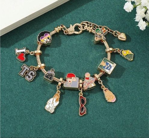 Taylor Swift Themed charm bracelet Eras Tour, 1989, Red