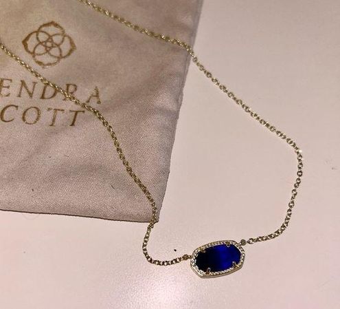Elisa Gold Pendant Necklace in Cobalt Cat's Eye