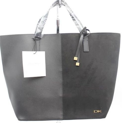 Donna Karan Cashmere Mist Tote Bag Black Faux Leather Suede New Purse with  Tag