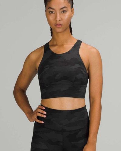 Lululemon Black Camo Wunder Train Long Line Bra Size 8 Size M