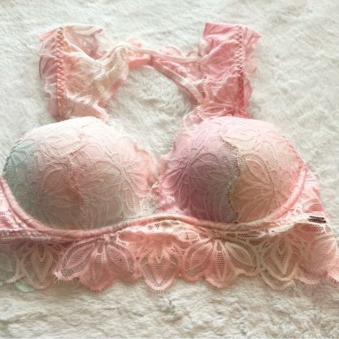 PINK - Victoria's Secret VS PINK Pink Rainbow Pastel Lacy Racerback  Bralette Size Small - $23 - From Megan