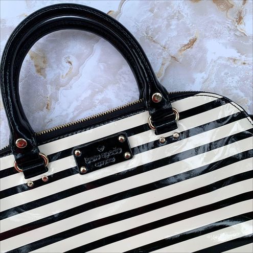 Kate Spade Vegan Patent Leather Black/White Striped Handle Purse Black -  $65 - From upcycledolive
