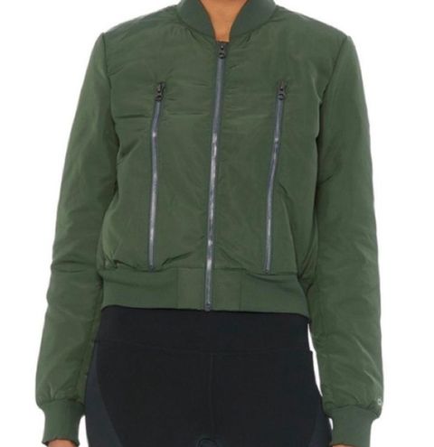 Alo Yoga ALO Off Duty Bomber Jacket Green Size M - $90 - From Alina