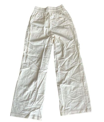 Halara Wide Leg Pants Womens Small Cotton Drawstring Cream - $25
