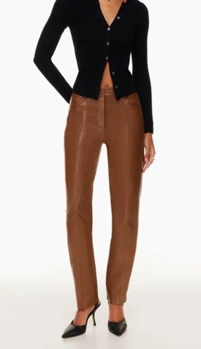 Aritzia Wilfred Rebel Pant Cognac High Rise Waist Leather Straight Leg  Leather 2