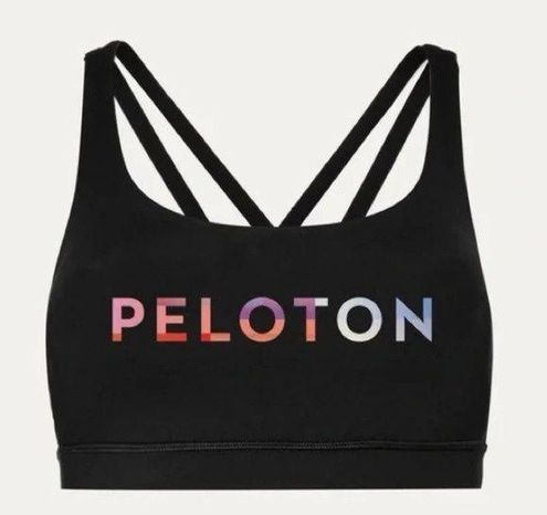 Peloton Black with Multi-Colored Criss Cross Straps Sports Bra