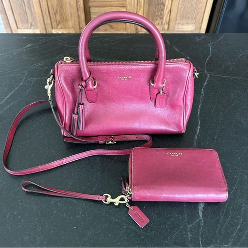 Coach  Legacy Mini Satchel & Double Zip Wallet - Leather Purse in Deep  Port - $73 - From Lauren