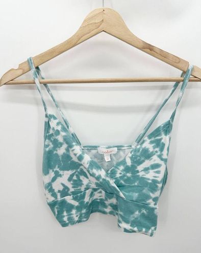 Colsie Green White Tie Dye Surplice V-Neck Bralette Women's Size