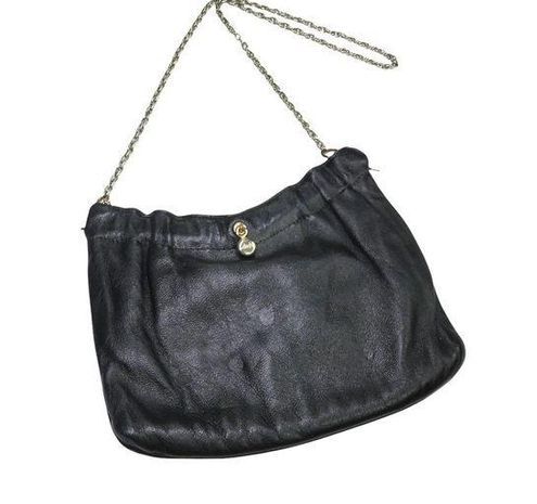 Ande Black Leather Chain Crossbody Bag