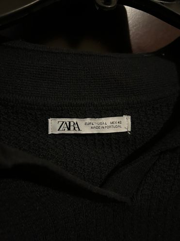 Zara OPEN STRUCTURED KNIT POLO