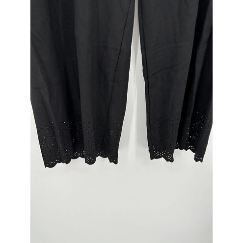 Betabrand Solid Black Wide Leg Laser Cut Capri Pants Women's Size X-Large XL  - $47 - From Taylor