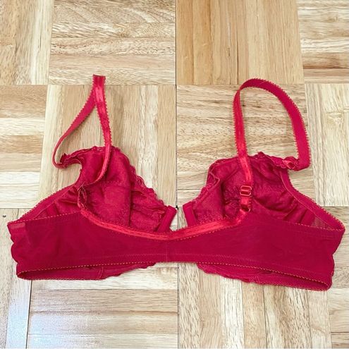 FELINA Lingerie Red Lace Wired Front Closure Bra 36B Size