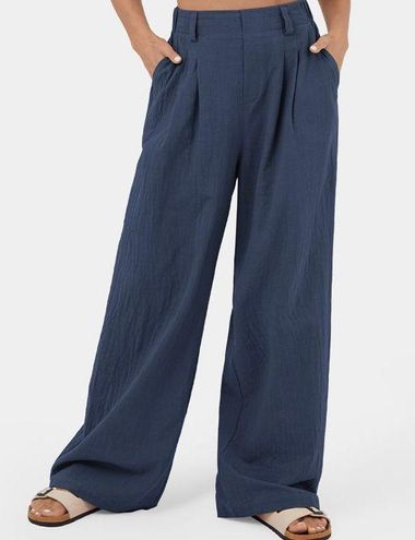 High Waisted Plicated Side Pocket Wide Leg Flowy Solid Palazzo Casual  Cotton Pants