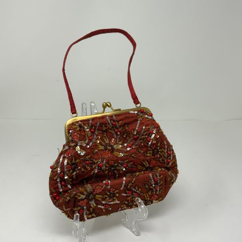 Vintage Santi Beaded Handbag Sequin Purse Clutch Purse 