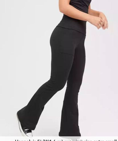 Aerie Arie Fold over Flare Leggings NWT Black - $30 (49% Off Retail) New  With Tags - From Elle