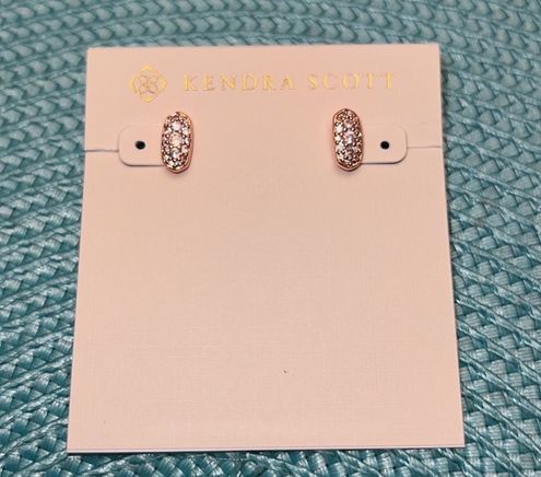 Kendra Scott Grayson Rose Gold Stud Earrings in White Crystal