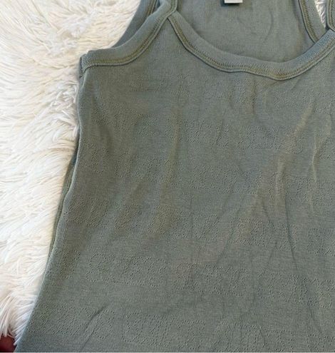 SKIMS Logo Pointelle Strappy Tank in Mineral Green Size Small New