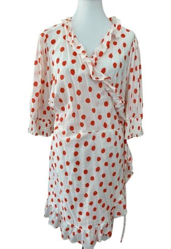 Jenny Red Polka-Dot Wrap Dress w/ Ruffles