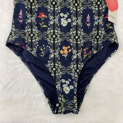 Agua Bendita x Target Navy Blue Floral Tile Cheeky One Piece