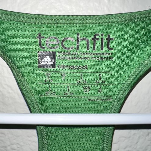 Adidas Techfit Medium Compression Climacool Athletic Sports Bra Green - $10  - From Autumn