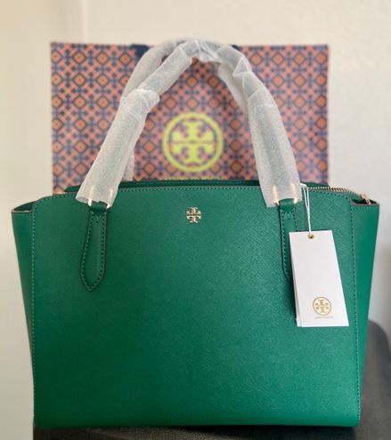 Tory Burch Emerson Small Top Zip Tote Color Emerald Stone