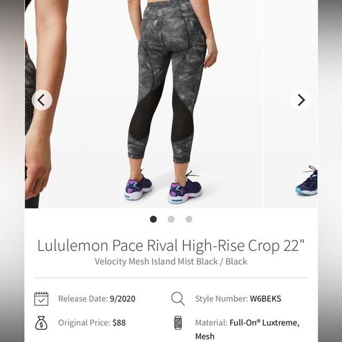 Lululemon Pace Rival High-Rise Crop 22 - Velocity Mesh Island