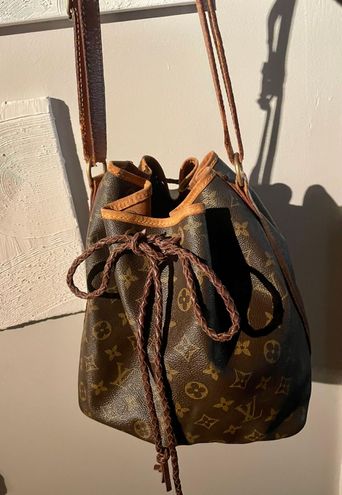 Vintage 90s LOUIS VUITTON LV Monogram Leather Drawstring 