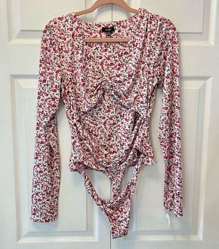 AFRM Womens XL Gimli Floral Long Sleeve Bodysuit Blush Pink