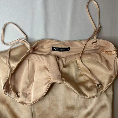 ZARA Champagne Satin Bustier-Inspired Corset Bodysuit - M Gold Size M - $18  - From revivalmdc