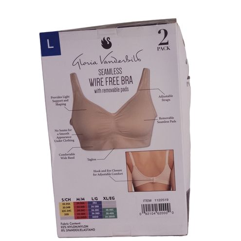 Gloria Vanderbilt Women's 2pk Seamless Wire Bra Removable