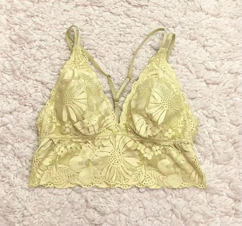 Aerie Sunflower Lace Padded Plunge Bralette Kitchy Mist Yellow Medium - $15  - From Megan