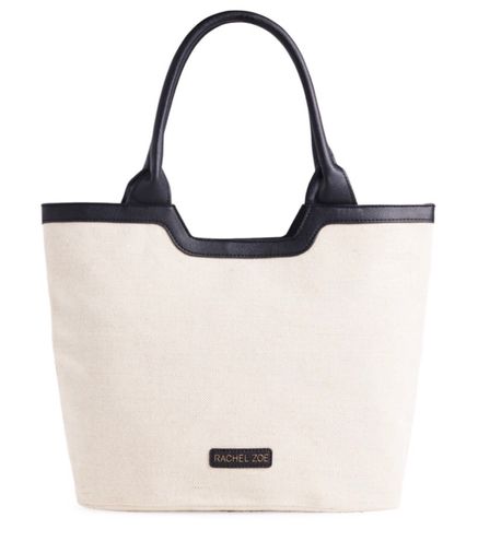 Rachel Zoe leather trimmed canvas tote shoulder ba