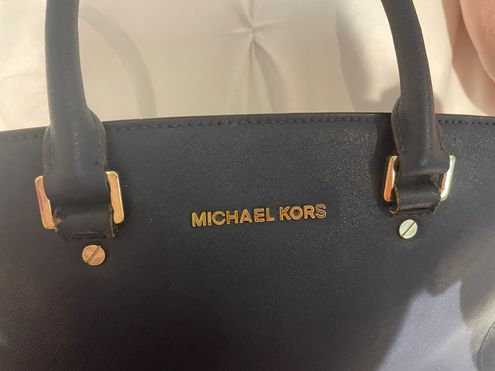 Michael Kors Selma Saffiano Leather Satchel, Medium Blue - $45