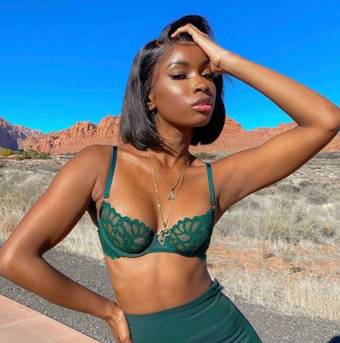 Savage X Fenty Savage Not Sorry Unlined Lace Balconette Bra Green