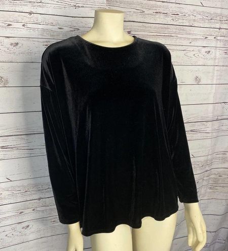 J.Jill Velvet Velour Black Top Long Sleeve Size L - $46 - From Sinead