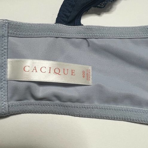 Cacique Simply Wire Free Plunge Bra Blue Lace Print Size 40D - $29 - From  Janelle