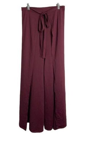 Halara High Waisted Lace Up Split Hem Palazzo Wide Leg Flowy