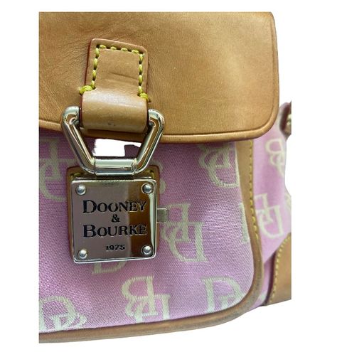 NEW Dooney & Bourke Dark Pink Taupe Logo Tackle Shoulder Bag Purse  Handbag QVC