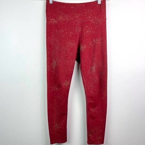 ZYIA Active Red Metallic Light N Tight Leggings Shimmer Size 6-8