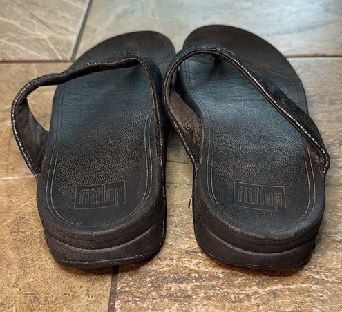 FitFlop Womens Black Lulu Shimmersuede Flip Flop Sandals Size 10 - $26 -  From Kelly