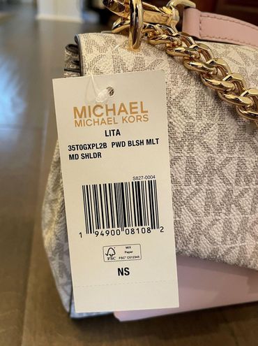 💘🎁 NWT MICHAEL KORS LITA MEDIUM TWO-TONE MK LOGO CROSSBODY BAG