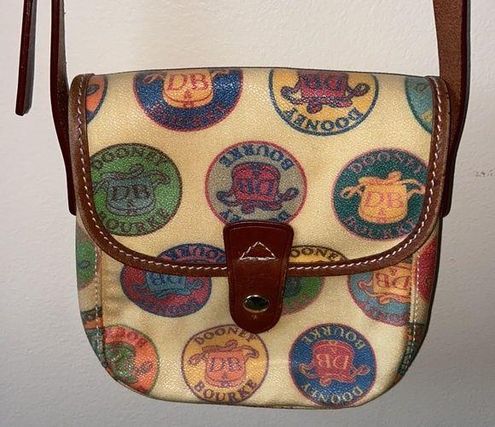 Dooney Bourke Shoulder Bag Tan Leather Strap Vintage DB Logo