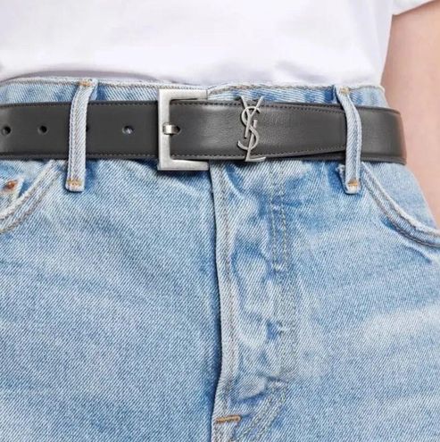 Saint Laurent Ysl Leather Belt in Black