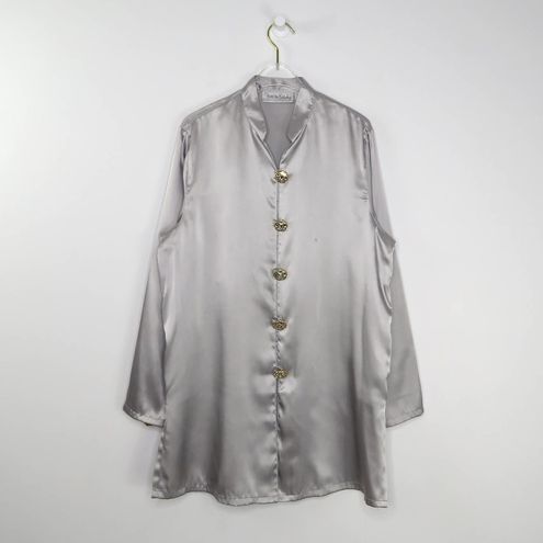 Diane Von Furstenberg 1980s Vintage Silver Blouse Button Covers