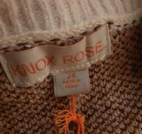 Knox Rose Sweater Womens Plus 2X Cream Crew Neck Pullover Casual Preppy