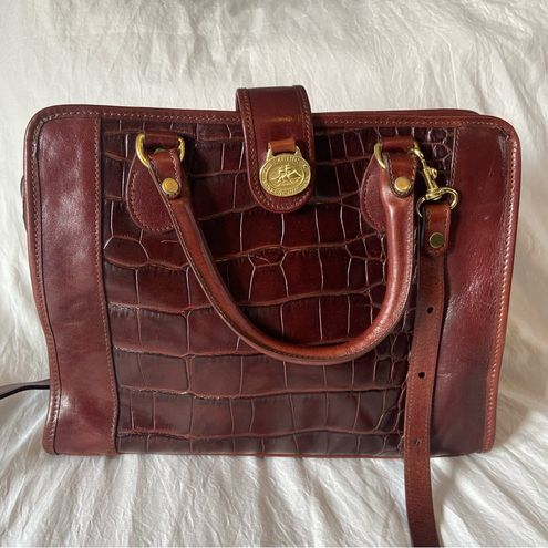 Brahmin USA Vintage Brown Croc Embossed Leather Satchel Crossbody Handbag -  $190 - From Greeneye