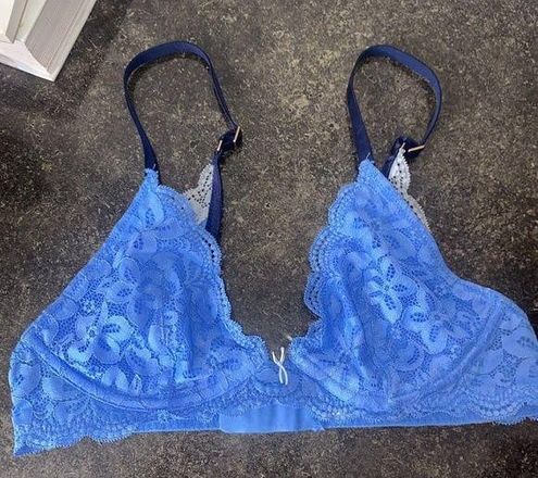 Aerie 32C Bra Real Underwire Demi Lace Back Plunge Blue Size undefined - $9  - From Sahara