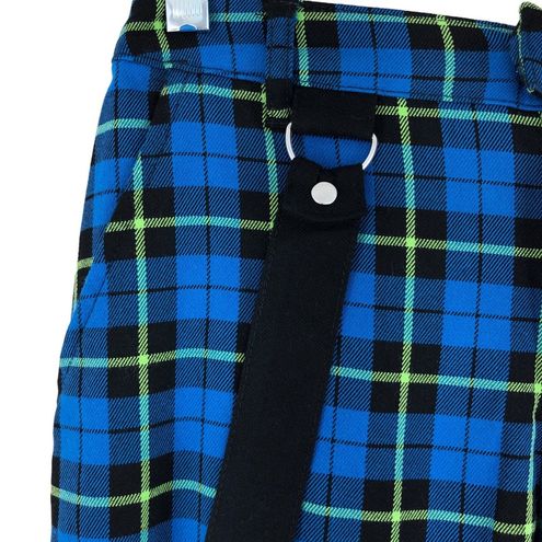 Blue & Green Plaid Suspender Pants