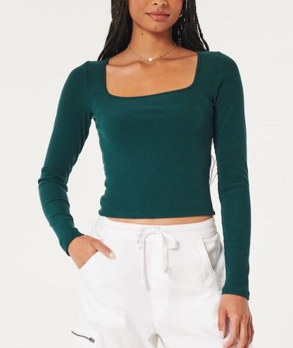 Women's Long-Sleeve Seamless Fabric Square-Neck Top - Hollister